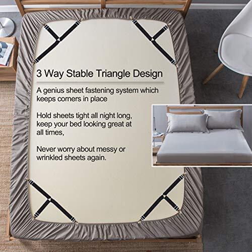 Bed Sheet Holders Straps Fasteners - 4 Pcs 3 Ways Sheet Black 4pcs Set