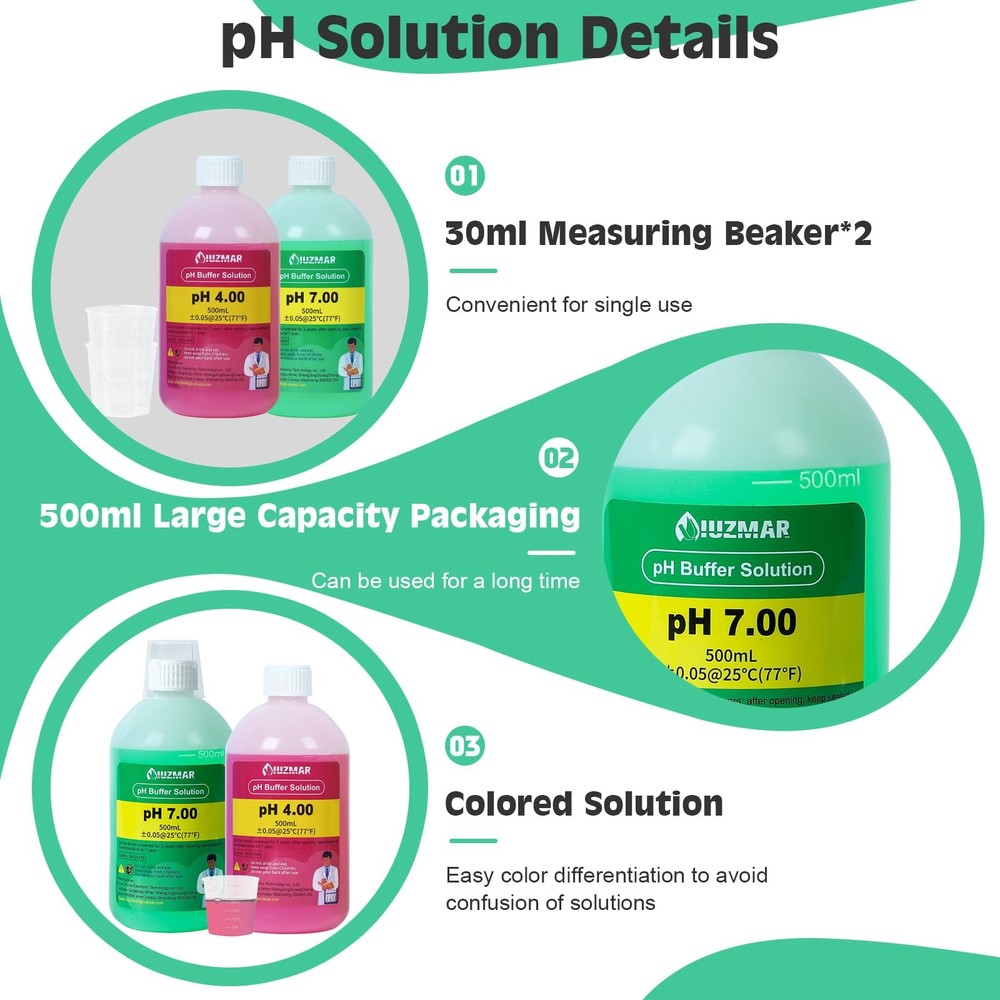 500ml Tester pH 7.00/4.00 Buffer Solution Each and Digital Meter