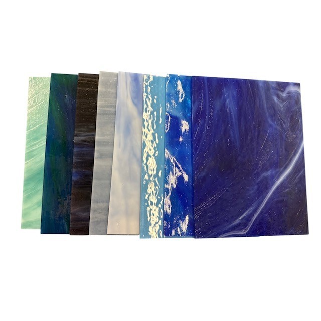 Stained Glass Sheets Blue Glass Pack 6"x8"- 8 sheets