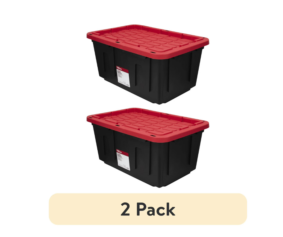 Hyper Tough 27 Gallon Large Storage Bin (Black & Red)