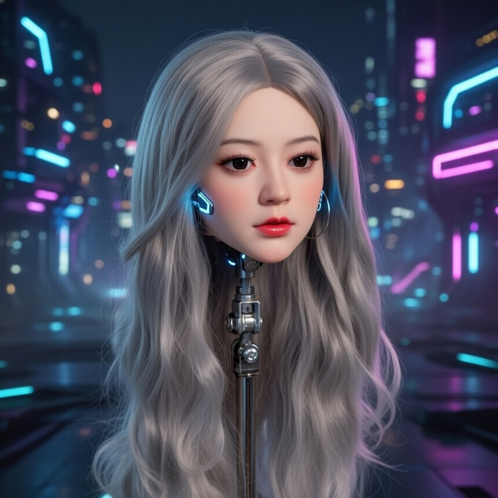 An open-mouthed TPE headmodel makeup and styling practice tool