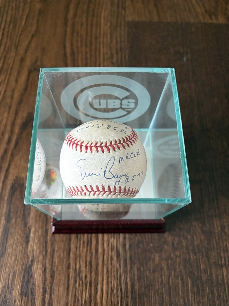 Chicago Cubs Glass, Solid Cherry Wood & Mirror Cubs Logo Baseball Display Case