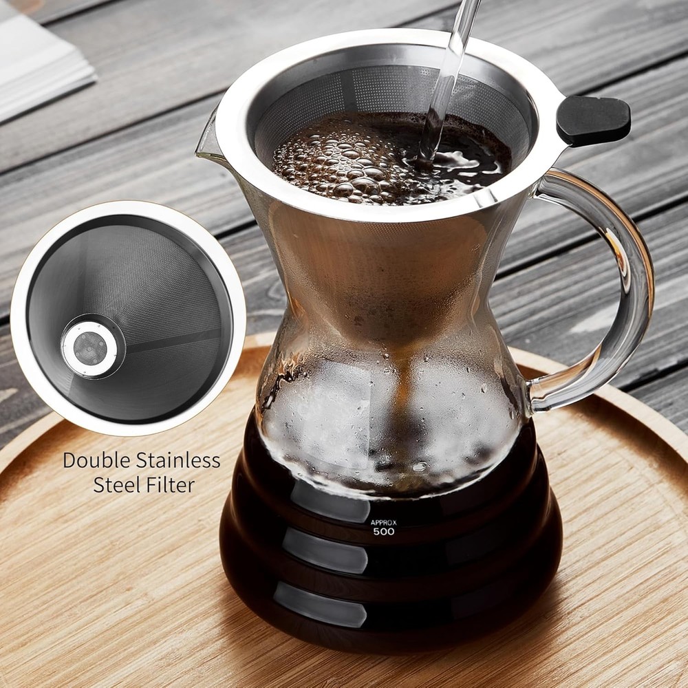 Unbreakable - Pour Over Coffee Maker with Permanent Stainless Filter 27 fl oz, T