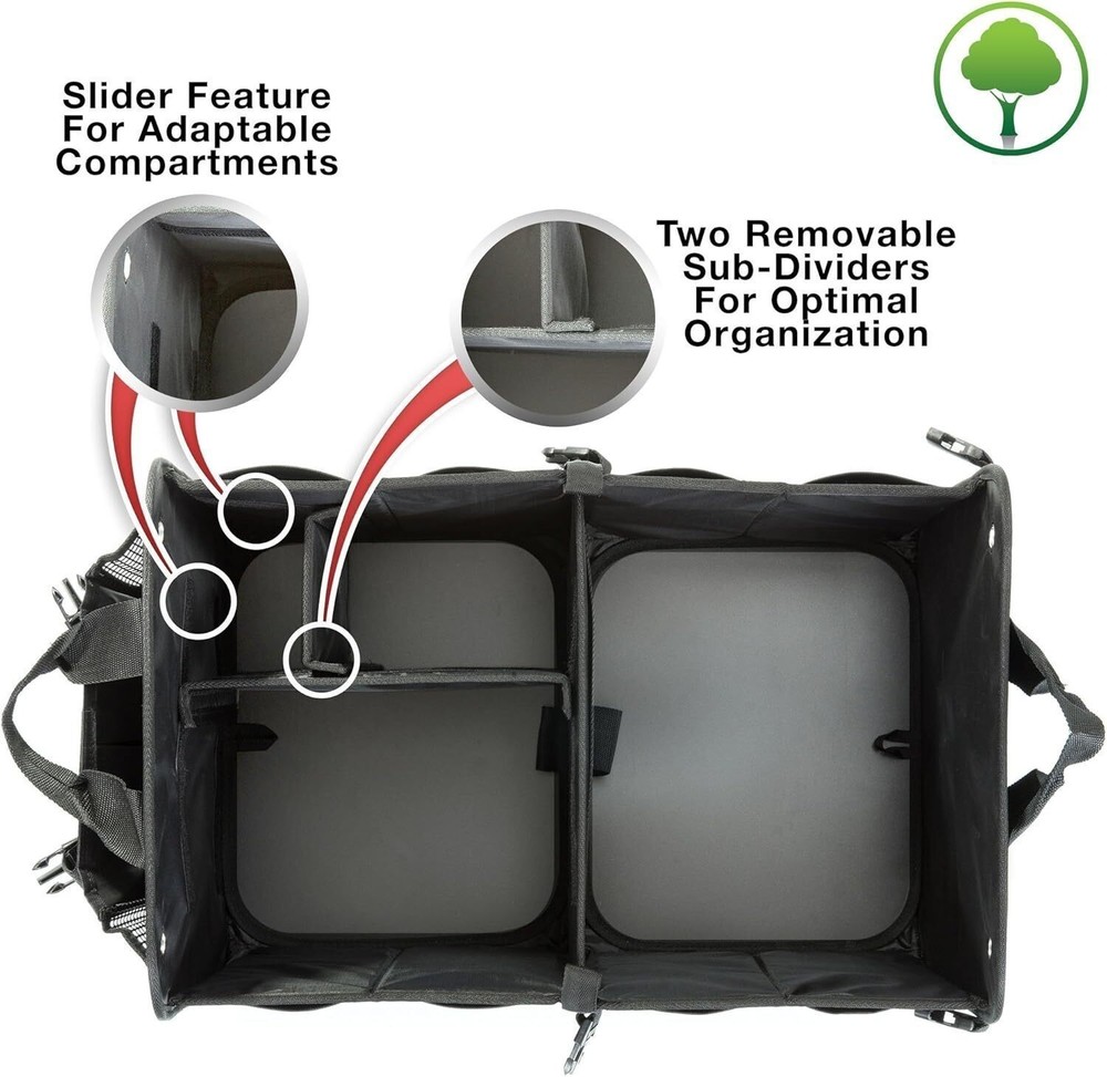 Trunk Organizer Adjustable Multi Compartments Collapsible Car Storage Handbag