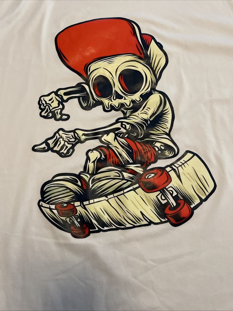 Skateboarding Skeleton T-Shirt WHITE Medium Super soft