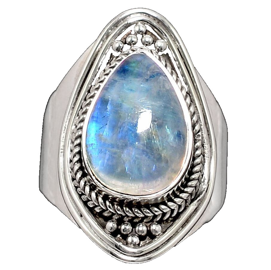 Rainbow Moonstone Sterling Silver Ring sz.7