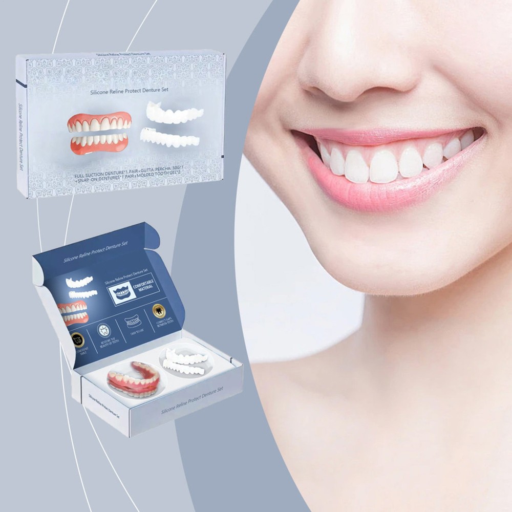 Easy Denture Top and Bottom Denture Solution Improve Smile Denture Full Set