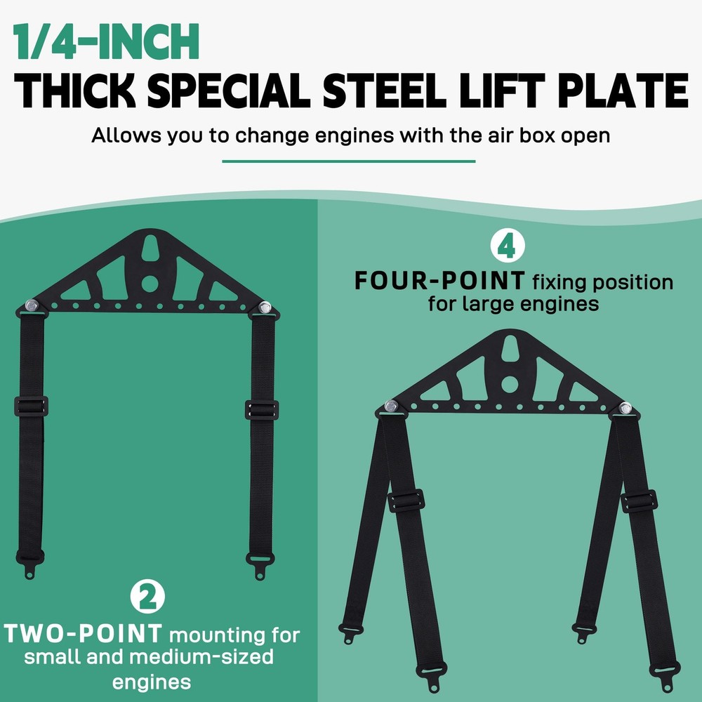 Ustinian Universal 2 Point or 4 Engine Lift Sling Kit Featuring Black...