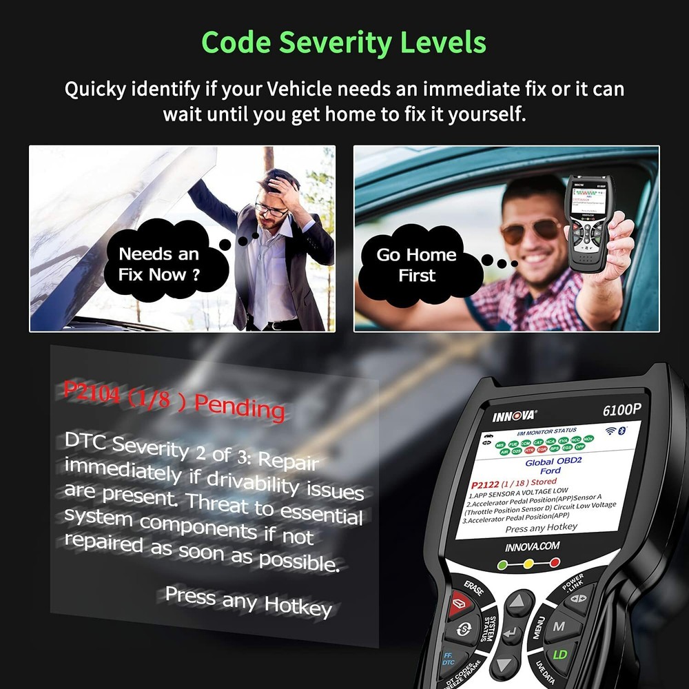 Innova 6100P Engine BMS Oil Reset Auto Diagnostic Tool OBD2 Scanner Code Reader