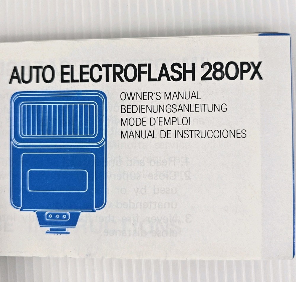 Minolta Auto Electroflash 280PX Flash Instruction Manual & Fold Out Insert