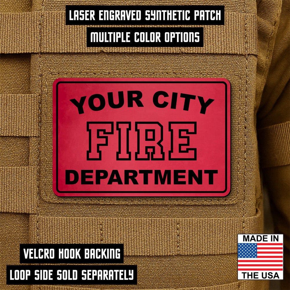 Custom Fire Department Patch 2" x 3" Hook & Loop, Firefighter Medic EMT