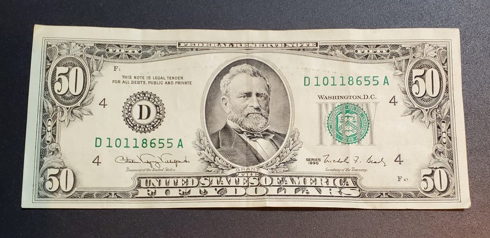 1990 50 dollar bill Multiple errors