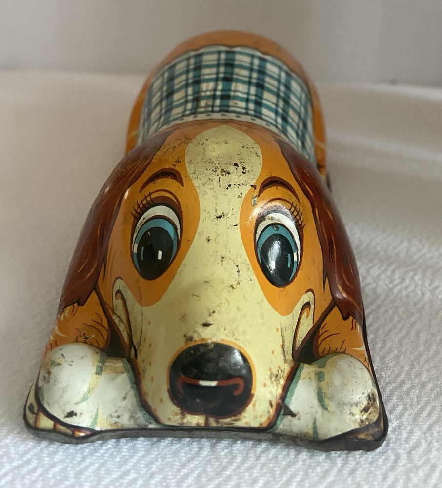 Vintage Tin Toy Dog Pull Back Japan