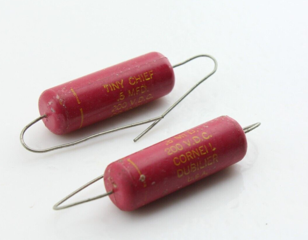 NOS Matched Pair Cornell Dubilier Tiny Chief .5uF 200V DC 5% Capacitors Tested