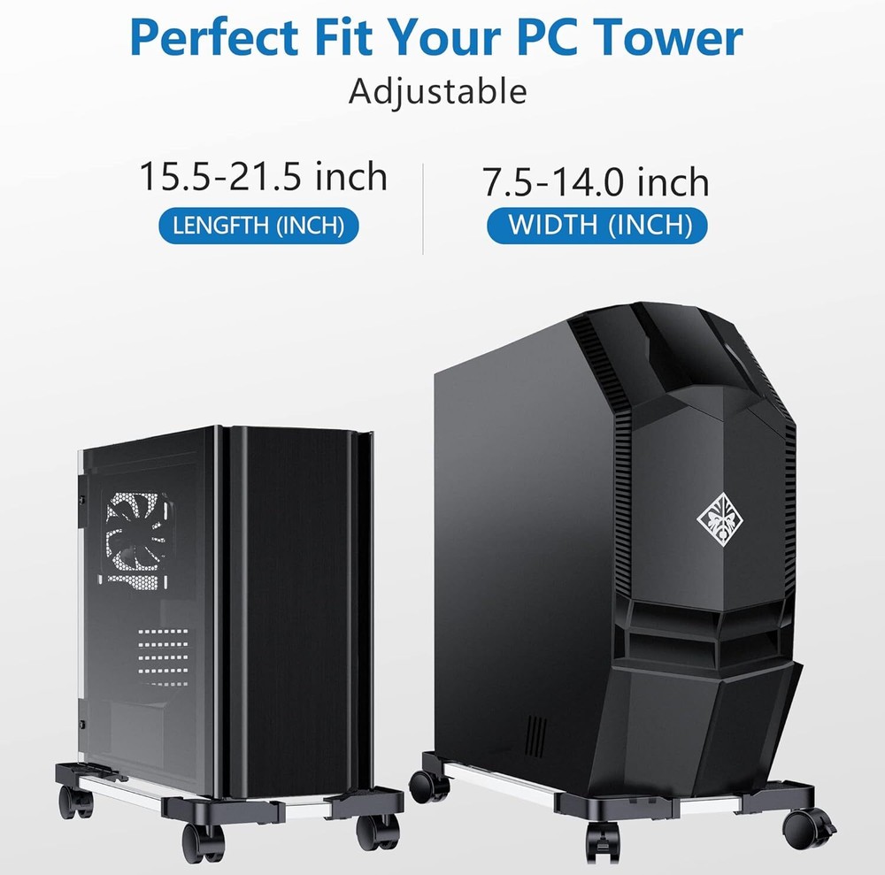 Computer Tower Stand - Adjustable PC for Most Desktop Towers - Black