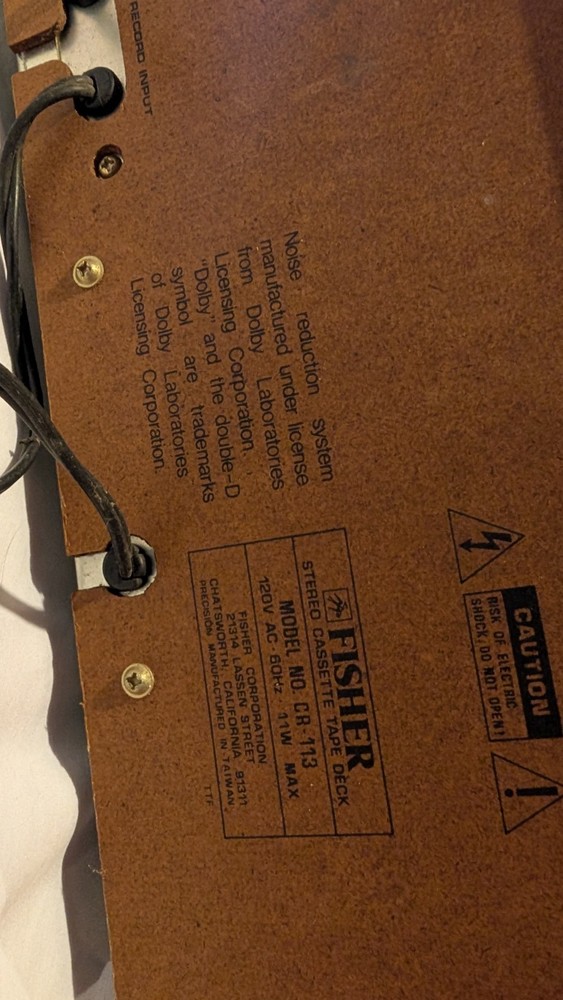 Fisher CR-113 Cassette Deck - Vintage Tested & Working