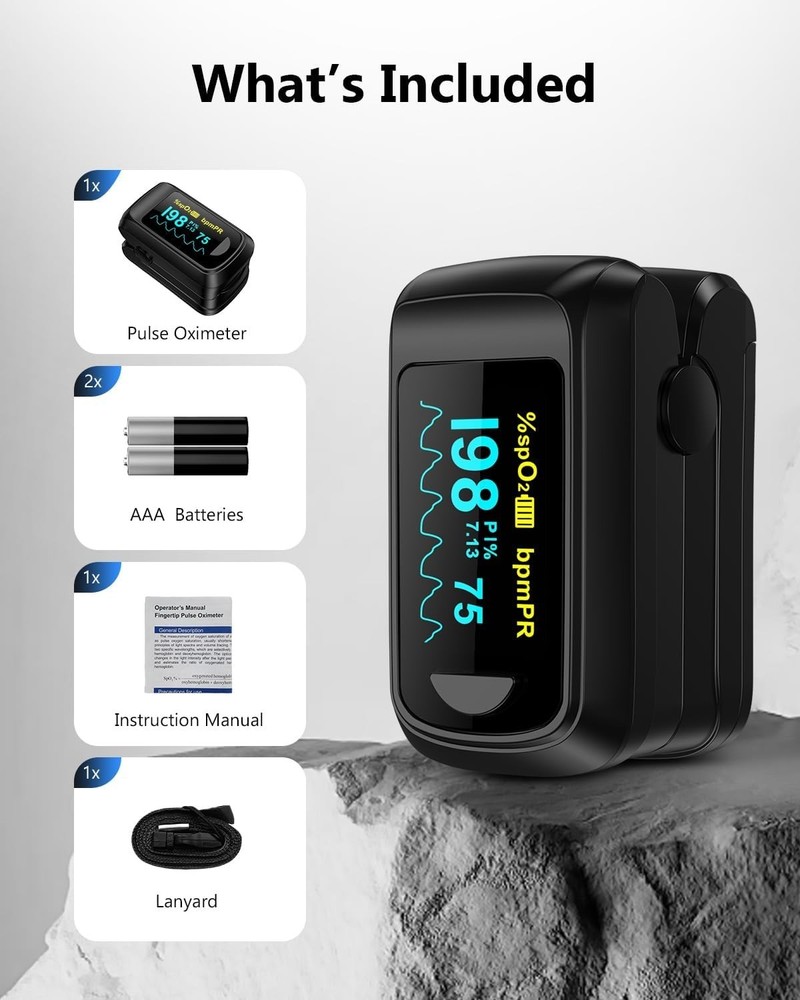 Compact Oxygen Meter with One-Button Control & Battery Included for Convenience