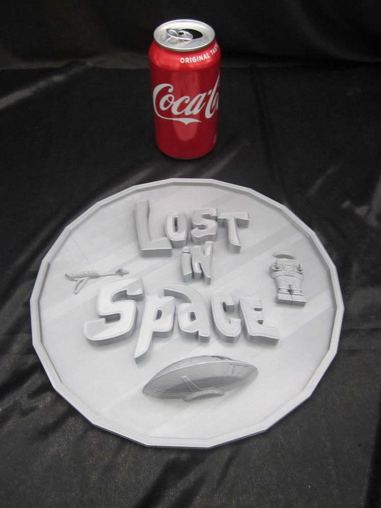 Lost in Space Plaque 3d Wall Art (3D Printed, Silver/Gray) 10" Round