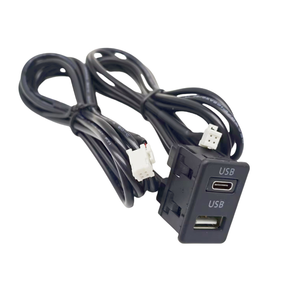 Dual USB Port Panel Interface 145cm Extension Cable For Car Android Navigation