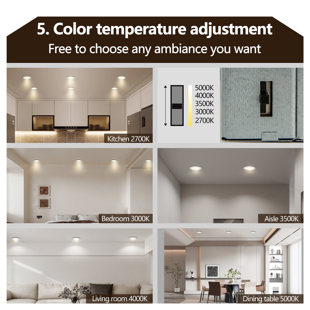 12 Pack 4 Inch Recessed Ceiling Panel Light 5CCT LED Dimmable with Junction Box