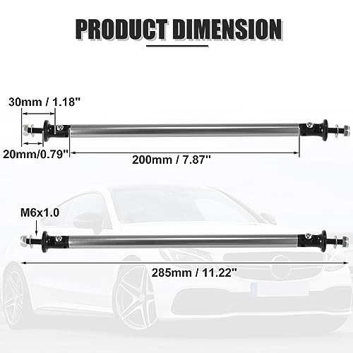 2pcs 200mm 7.87" Splitter Support Rods Adjustable Front Rear Silver Tone