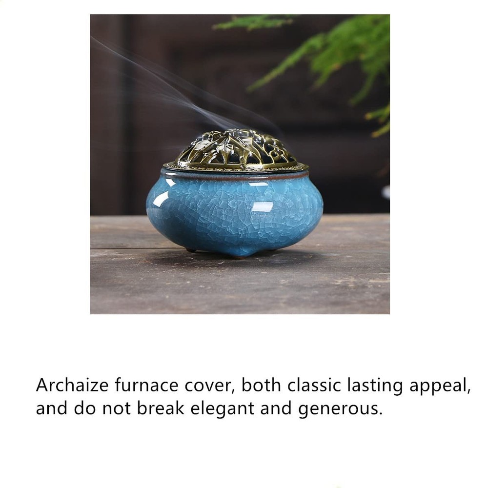 Ceramic Incense Burner, Burner with Lid, Cone Medium, Blue
