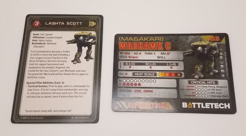 Battletech Alpha Strike - Warhawk (Masakari) *Mech & Cards*