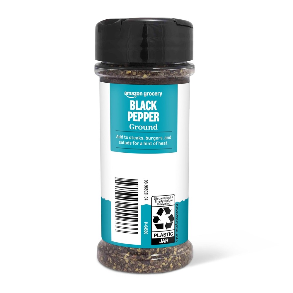 Amazon Grocery, Ground Black Pepper, 3 Oz