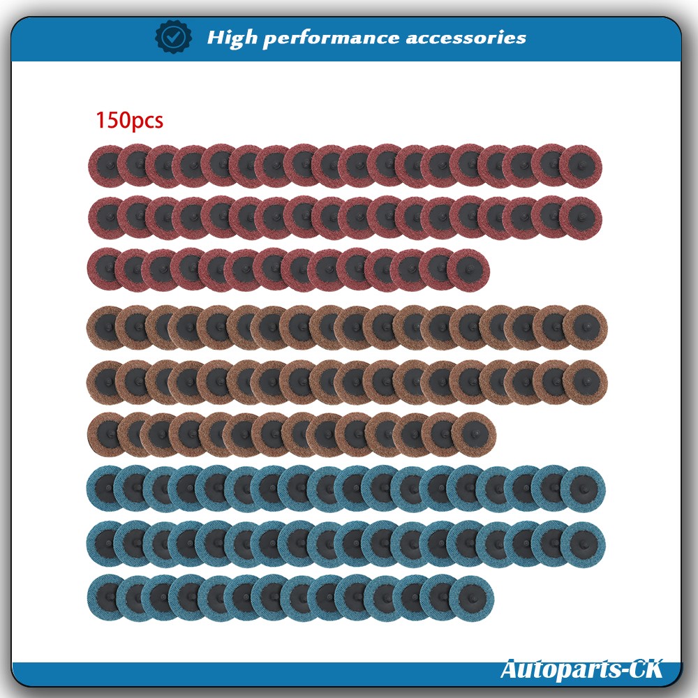 2 Inch Fine Medium and Coarse Quick Change Torque Sanding Discs Set - 150 Pack