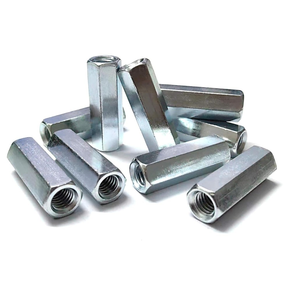 50 Packs 1/4"-20 Rod Coupling Nuts, UNC Threaded Hex 1/4"-20, Silver