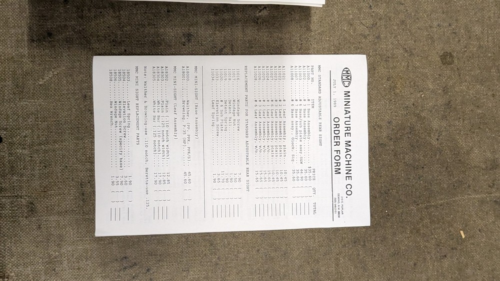 Instruction Manual, MMC, Miniature Machine Co Catalog