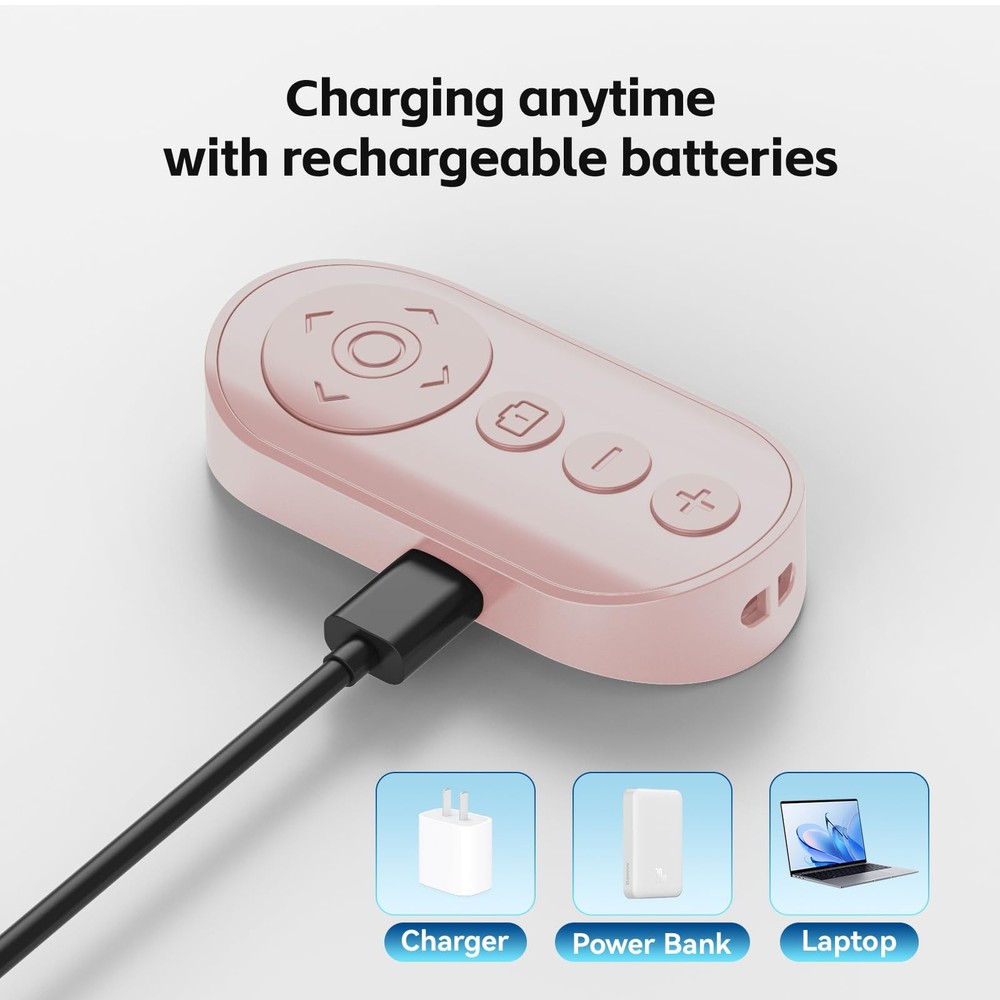 Bluetooth Camera Remote Shutter with Zoom and Front/Rear Switch Pink