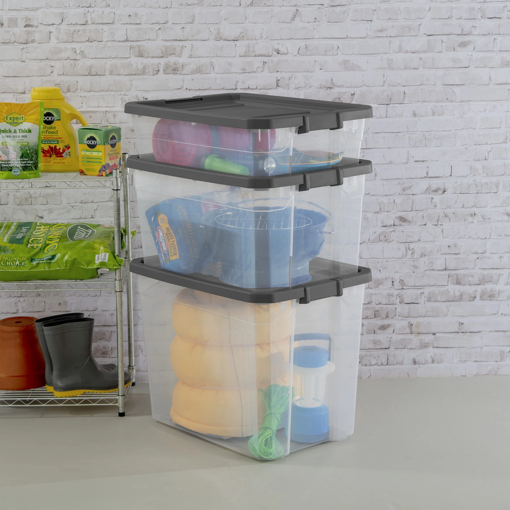 40 Quart Medium Stackable Storage Bin, Clear Plastic Underbed Storage Container