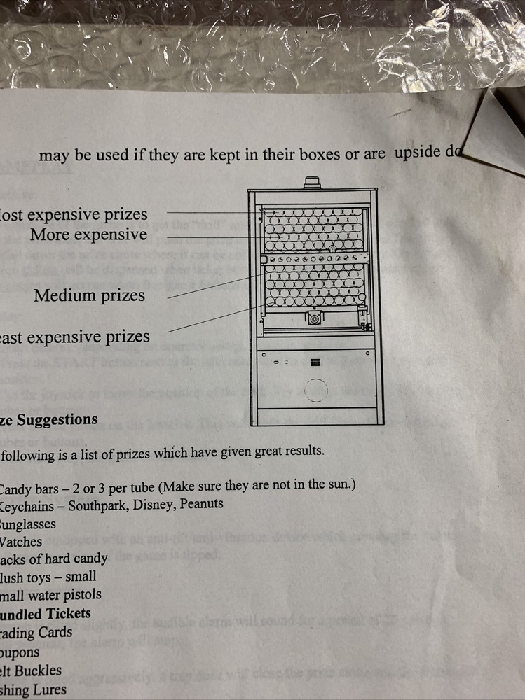 Missing front cover  DRILL O MATIC BENCHMARK    ARCADE GAME  owners manual