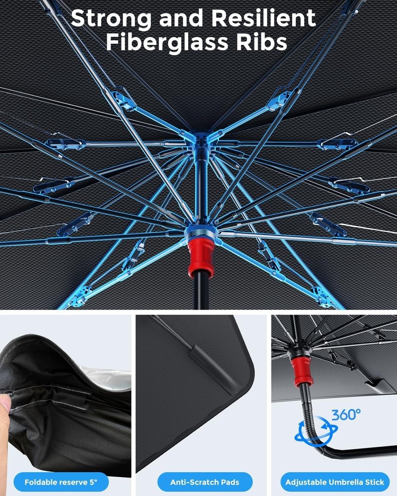 57" x 32" Car Windshield Sun Shade Foldable Umbrella Front Window Cover Visor
