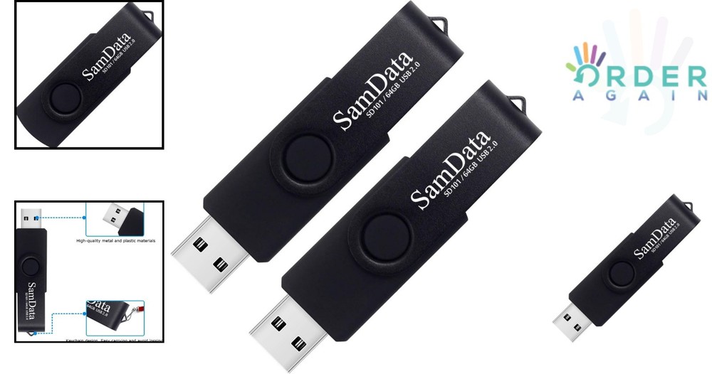 USB Flash Drives 64GB 2 Pack High-Speed Storage Memory for Backup Data