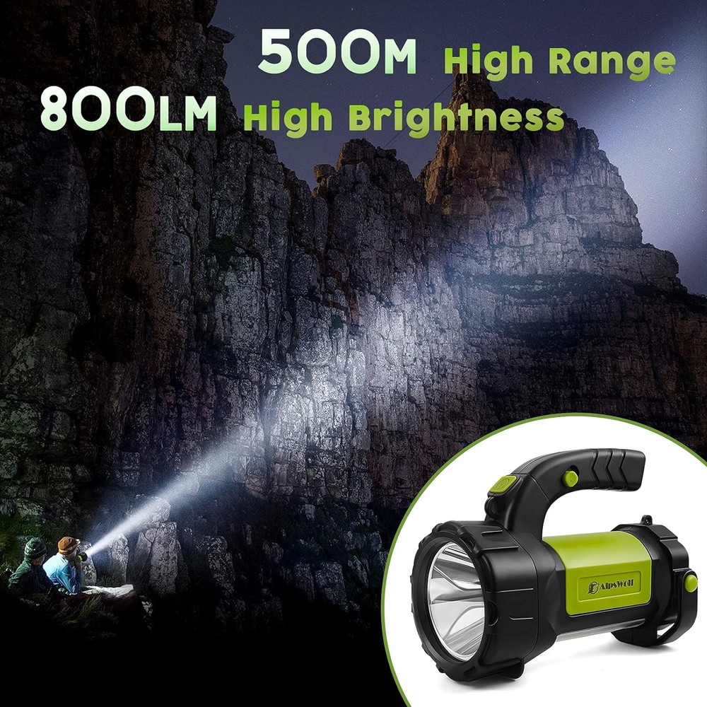 Camping Lantern Rechargeable, AlpsWolf LED Flashlight Spotlight Green