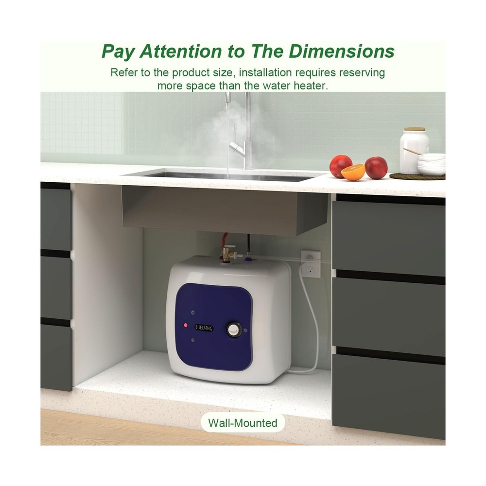 110V-120V 1500W Small Electric Under Sink Tank 8 Gallon Hot Water Heater Stor...