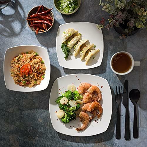 Gibson Home Zen Buffet Dinnerware Set, Service for 4 (16pcs), White (Square)