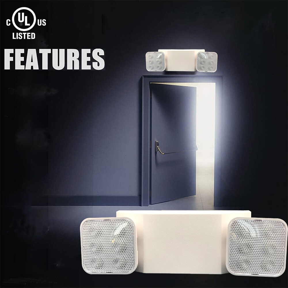 LED Emergency Lights , Exit Sign Light Adjustable Dual Head Battery Back-up UL