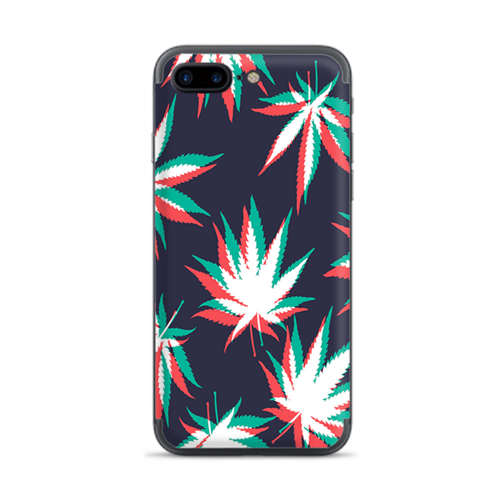Apple iPhone 7 / 8 Plus Skins Decal Wrap 3D Holographic Weed Pot Leaf