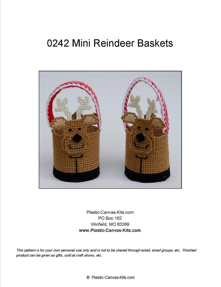 Mini Reindeer Baskets-Christmas-Plastic Canvas Pattern or Kit