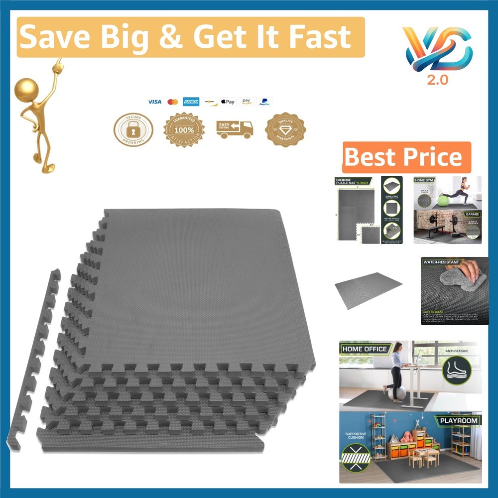 Prosource Extra Thick EVA Puzzle Exercise Mat ¾” & 1” Cushioned Flooring New