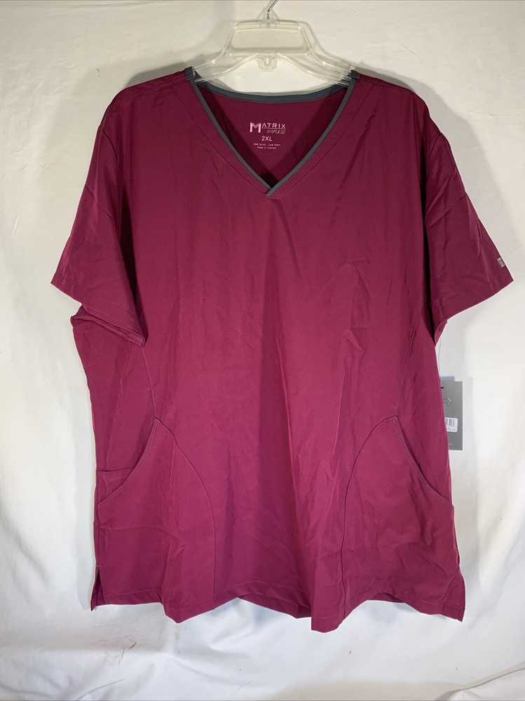 Maevn Matrix Impulse Scrub Top Womens Size 2XL Polyester Blend Wine #4510