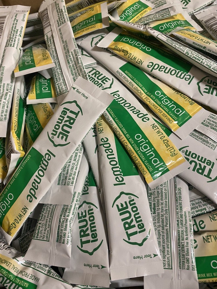 TRUE LEMON Original Lemonade Drink Mix 30 Packets Made from Real Lemon
