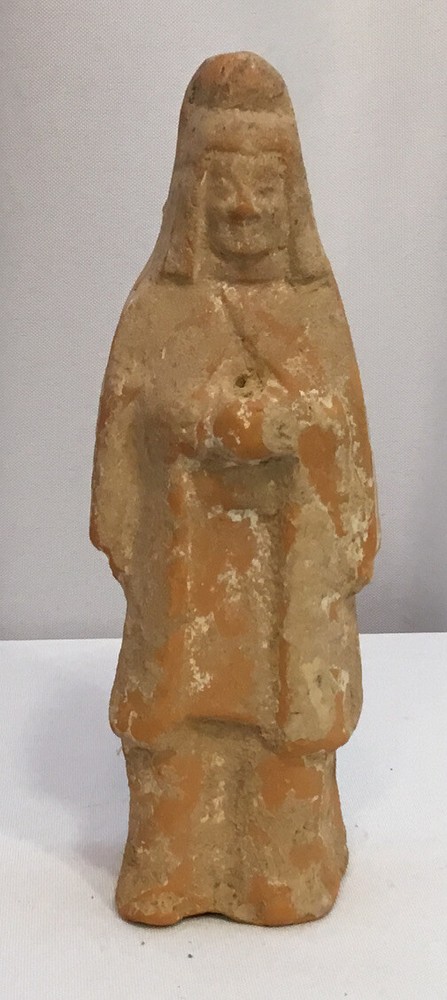 primitive clay Buddah incense burner 7” tall