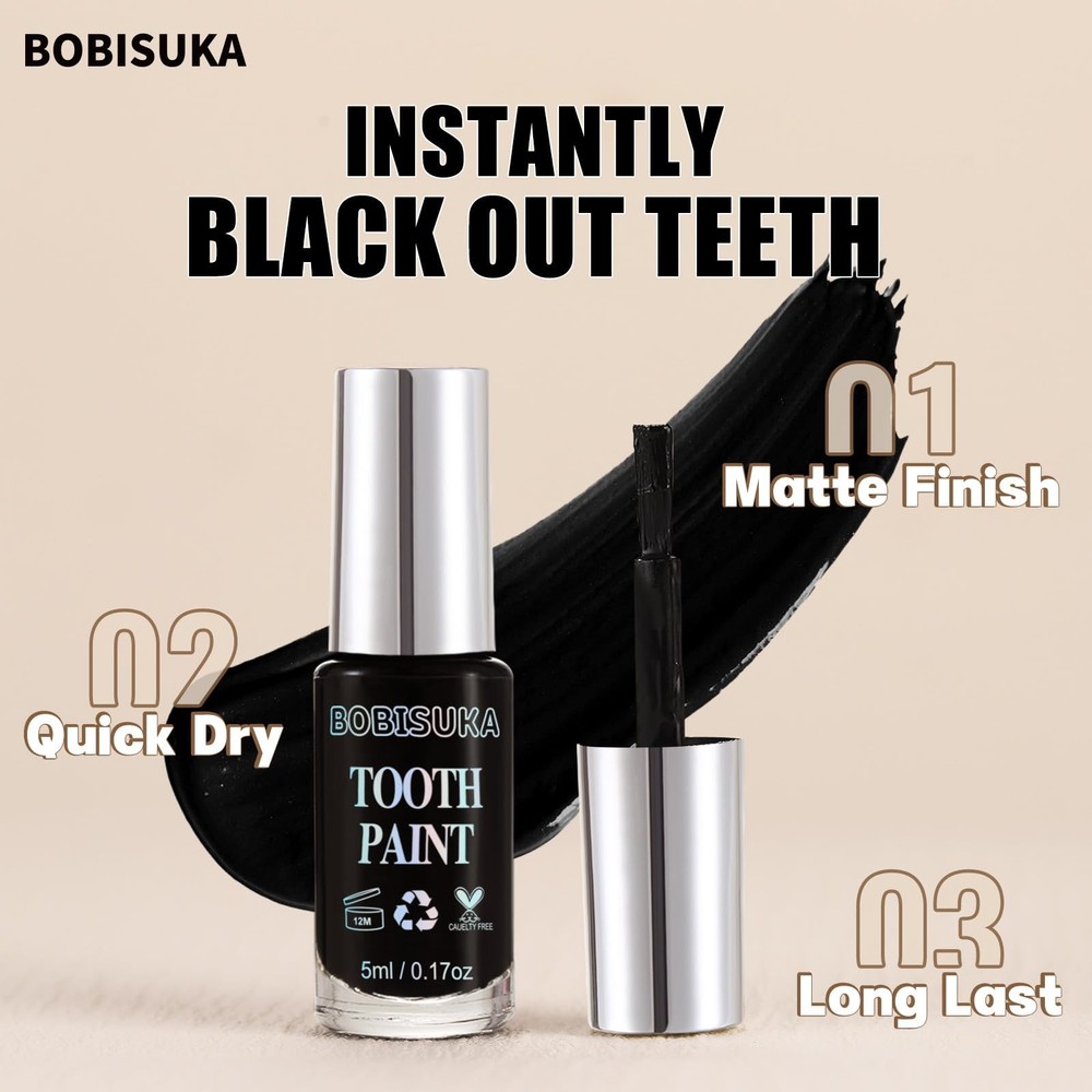Black Tooth Paint, Professional Black Out Teeth Makeup Solution - Safe, Quick...