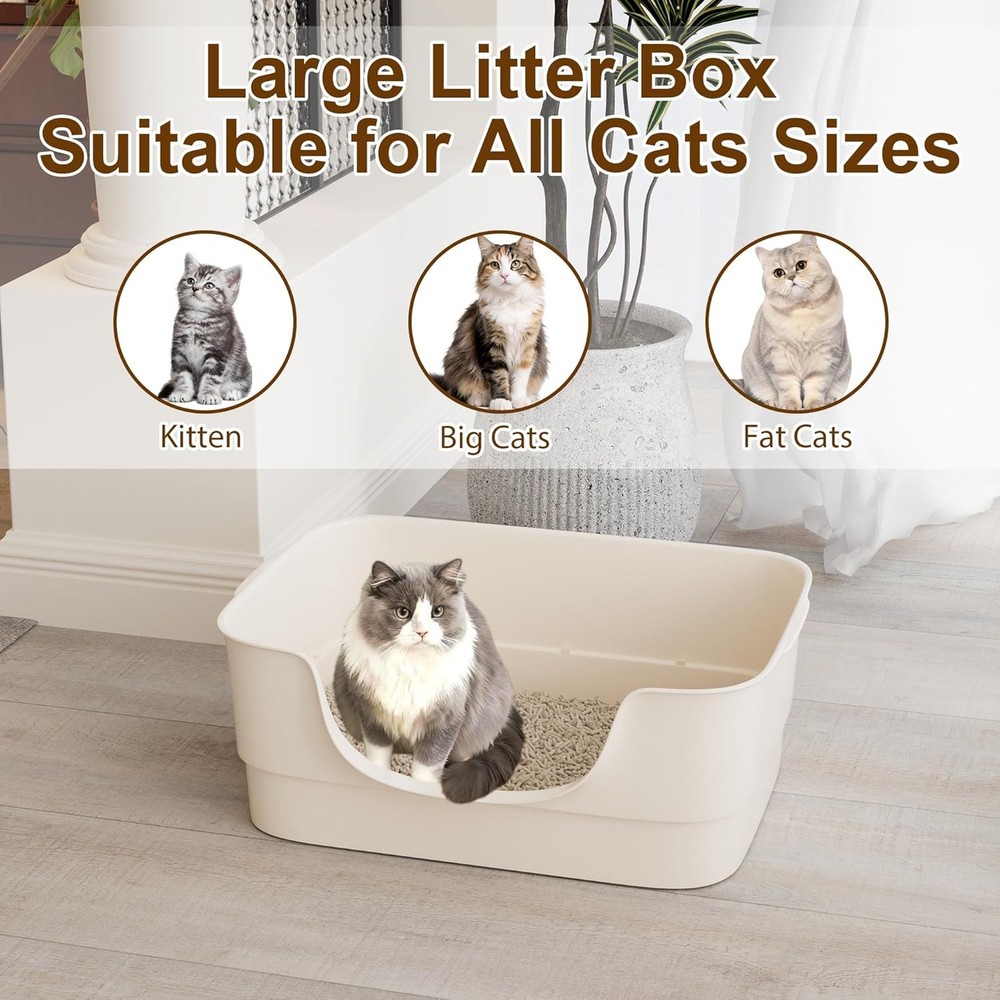 Extra Large Cat Litter Box Big Cats High Sides & Low Enter Design