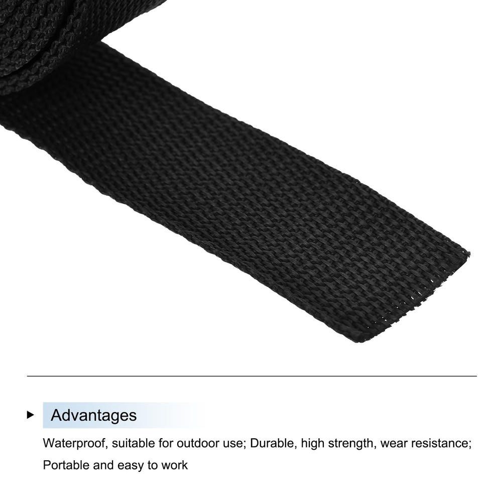 Lightweight Polypropylene Webbing Strap 1 1/4" 10 Yard Backpack Black