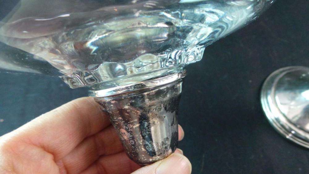 PAIR MID CENTURY WEIGHTED STERLING SILVER CANDY DISH CUPS